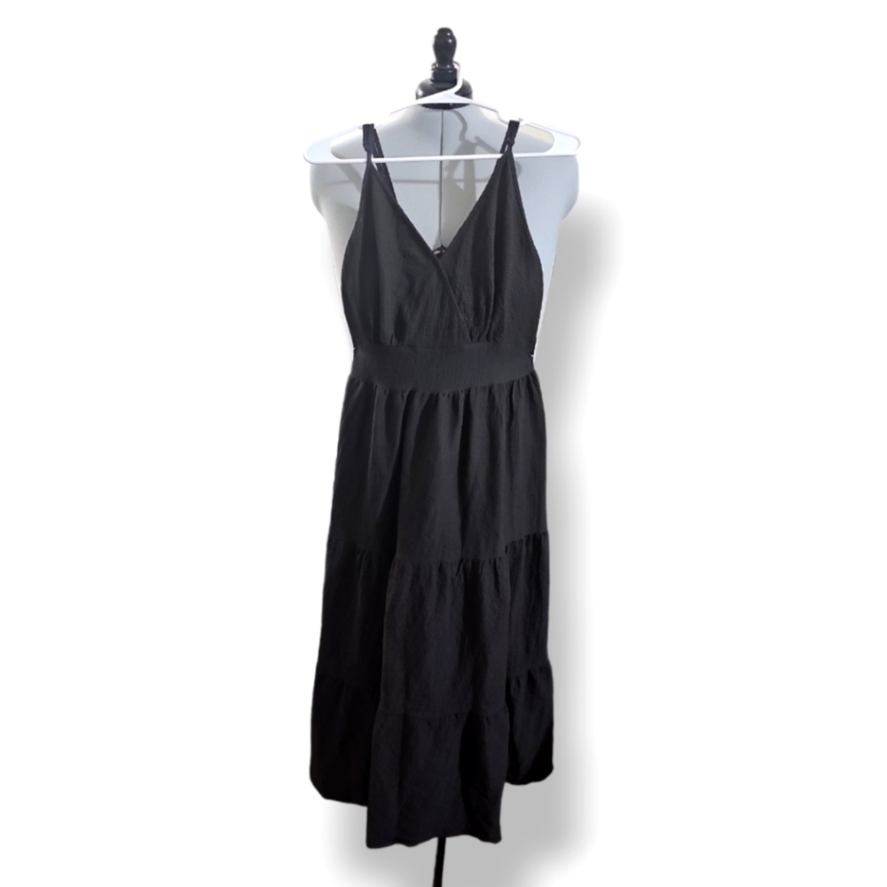 3XL Criss Cross Back Ruffle Hem Cami Midi Dress